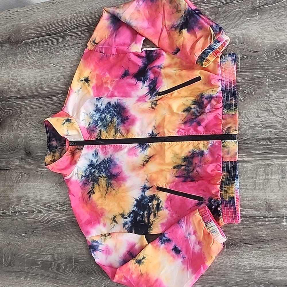 Touch Me Tie Dye Full Zip Windbreaker Jacket